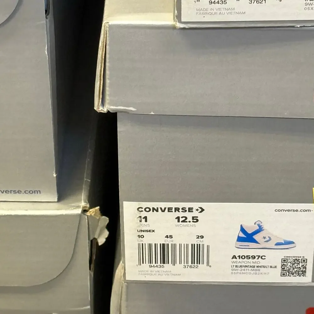 CONVERSE WEAPON MEN'S 11 MID UNC LARRY BIRD MAGIC JOHNSON NIB A10597C WHITE BLUE - Picture 6 of 6